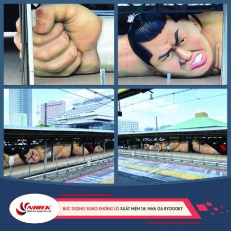 Bức tượng Sumo khổng lồ xuất hiện tại nhà ga Ryogoky